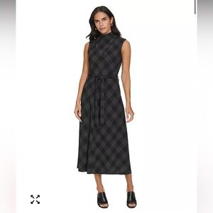 Calvin Klein Black Plaid Maxi Dress